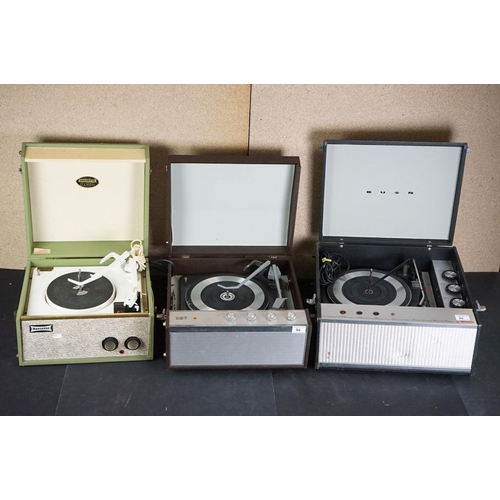 20 - Three vintage record players, to include HMV 2012 Garrard Model 2000, Dansette Tempo Garrard Autosli... 