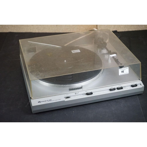 25 - Three Garrard turntables / record decks, to include D 200 Semi-Automatic Direct Drive, DD 455 Fully ... 