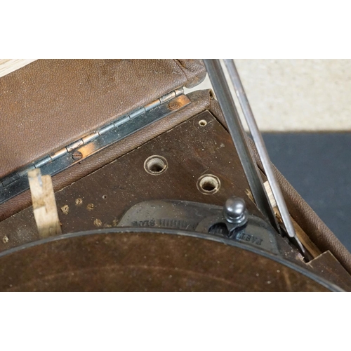 32 - Portable wooden gramophone with Garrard Electric Motor turntable, untested