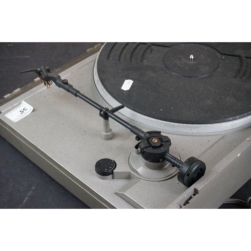 35 - Three Garrard turntables / record decks, to include AT 60 with plastic dust cover, GT-35P & DQ-100 Q... 