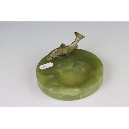 118 - Cold Painted Bronze Fish mounted on an Onyx Bowl, 12cm diameter