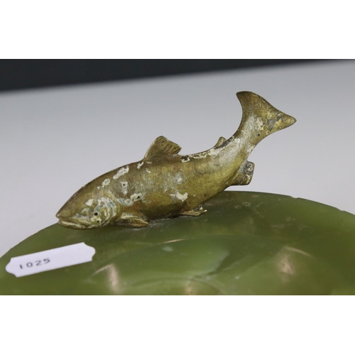 118 - Cold Painted Bronze Fish mounted on an Onyx Bowl, 12cm diameter