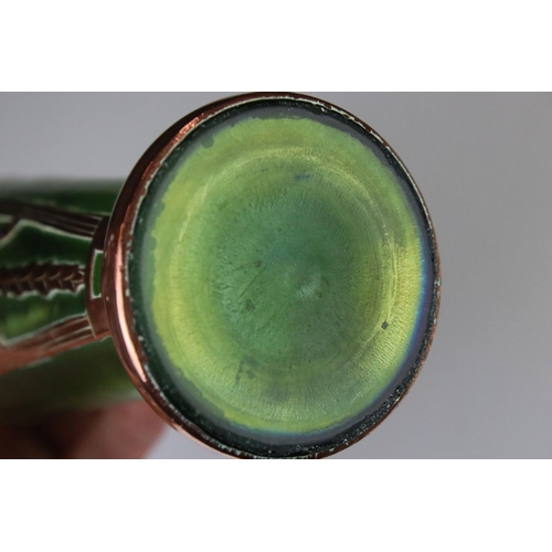 65 - Late 19th / Early 20th century Austrian style Secessionist Green Glass Vase with Copper overlay, 19c... 