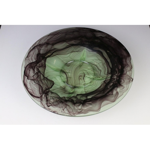 80 - Early 20th century Walther & Sohne Cloud Oralit Topaz Violet Dish, 36cm diameter together with Large... 
