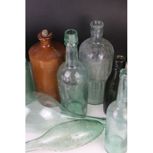 81 - Thirteen 19th and Early 20th century Glass Bottles including Poison and Lemonade plus a Stoneware Bo... 