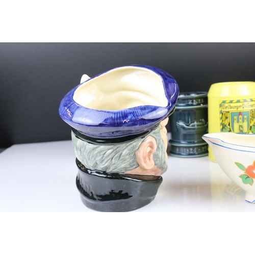 85 - Royal Doulton Large ' Capt Ahab ' Character Jug plus other ceramics