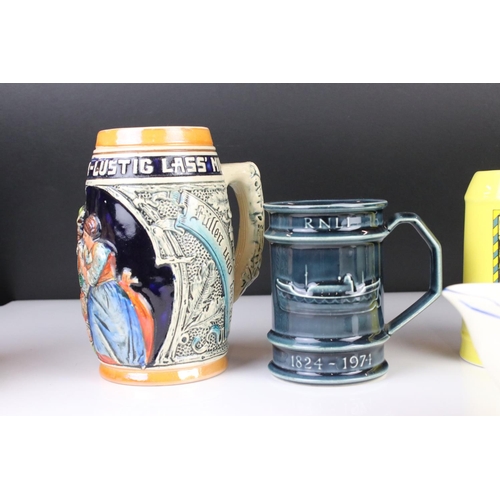 85 - Royal Doulton Large ' Capt Ahab ' Character Jug plus other ceramics