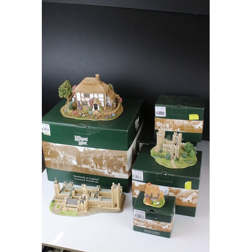 91 - Eight Boxed Lilliput Lane Cottages including Large Through the Keyhole plus Caesar's Tower & the Bar... 