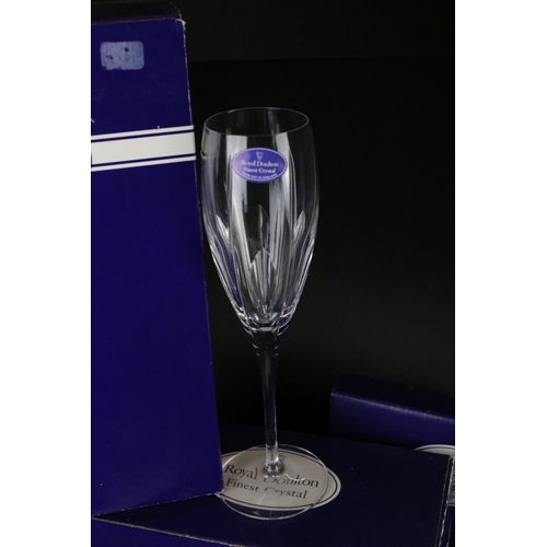 92 - Royal Doulton ' Monique ' Cut Glass Crystal comprising 6 Wine Glasses and 6 Champagne Flutes, all un... 