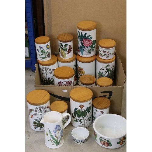 98 - Collection of Portmeirion mainly ' Botanic Garden ' including eight large storage jars with wooden l... 