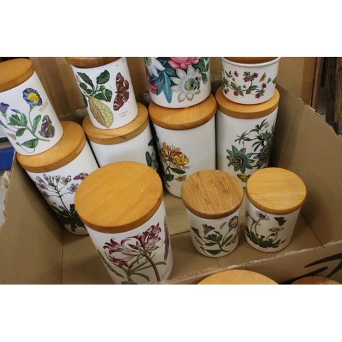 98 - Collection of Portmeirion mainly ' Botanic Garden ' including eight large storage jars with wooden l... 