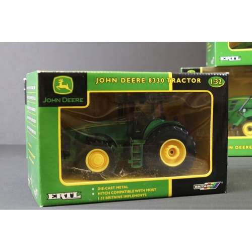 2 - Five boxed Britains ERTRL John Deere diecast models to include 42370 9530 Tractor, 42458 9530T Tract... 