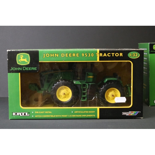 2 - Five boxed Britains ERTRL John Deere diecast models to include 42370 9530 Tractor, 42458 9530T Tract... 