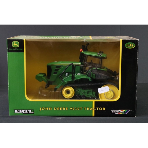 2 - Five boxed Britains ERTRL John Deere diecast models to include 42370 9530 Tractor, 42458 9530T Tract... 