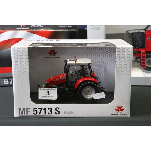 3 - Five boxed 1:32 Universal Hobbies Massey Ferguson farming diecast models to include MUH2662 MF Activ... 