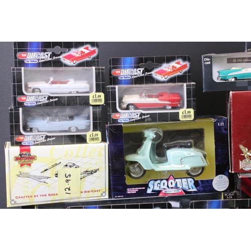 35 - 24 Boxed / cased diecast models featuring mainly American convertibles to include 1/18 Road Signatur... 