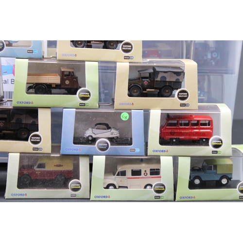 42 - Large collection of cased Oxford Diecast models to include Commercials, Military, Emergency, Fire, H... 