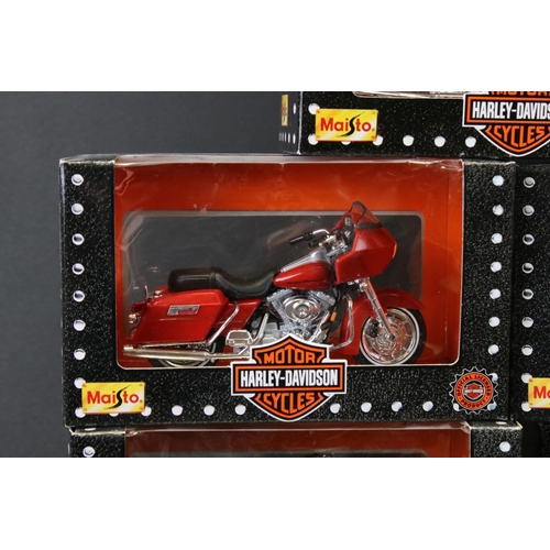 47 - 14 Boxed Maisto 1:18 Harley Davidson diecast models to include 2000 FXSTB, 2000 FLTR, 1936 EL Knuckl... 