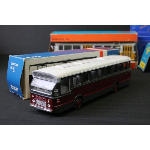 57 - Five boxed diecast model buses to include Tekno 851 Scania CR76, 2 x NZG (293 CN113 & 293 CN112) and... 