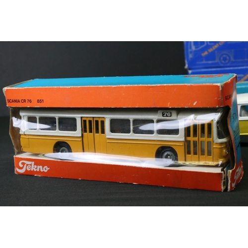 57 - Five boxed diecast model buses to include Tekno 851 Scania CR76, 2 x NZG (293 CN113 & 293 CN112) and... 