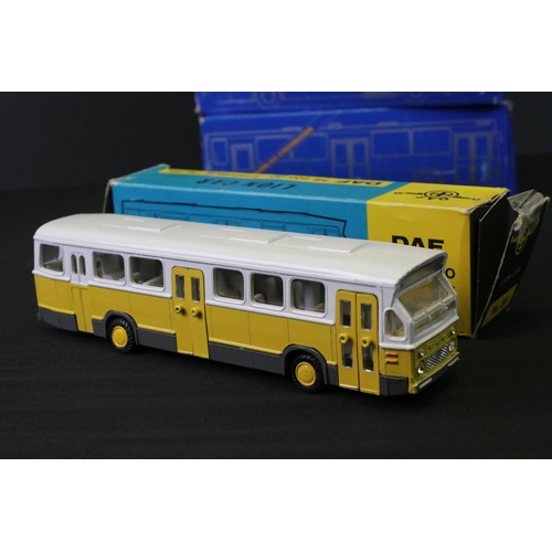 57 - Five boxed diecast model buses to include Tekno 851 Scania CR76, 2 x NZG (293 CN113 & 293 CN112) and... 