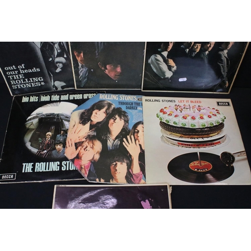 158 - Vinyl - 7 Rolling Stones LP's to include One (LK 4605), Two (LK 4661) Blind Man text, Out Of Our Hea... 