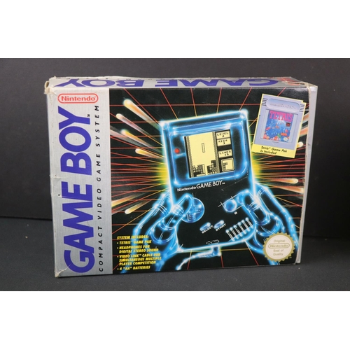 168 - Retro Gaming - Boxed Nintendo Game Boy handheld console with Tetris game and lead, untested, discolo... 