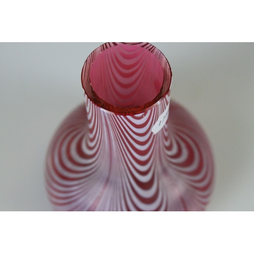 13 - 19th century Nailsea Pink and Milk Glass Vase, 12cm diameter