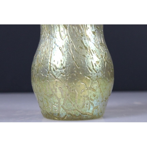 16 - Loetz style Yellow Iridescent Glass Vase, 17.5cm high