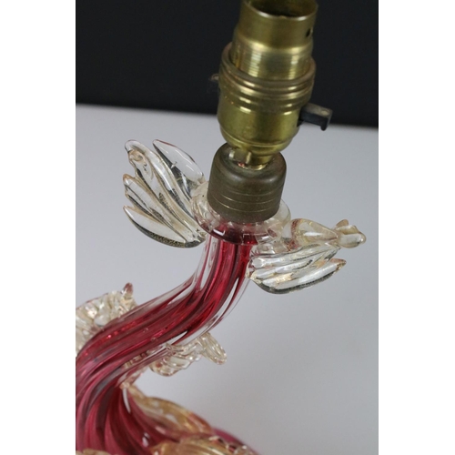 17 - Venetian Murano Pink and Gold Aventurine Glass Table Lamp in the form of a Fish, in the manner of Sa... 