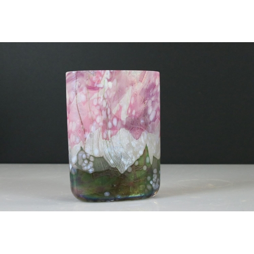 19 - Contemporary Mottled Coloured Glass Vase, probably Michael Harris Isle of Wight, 17cm high