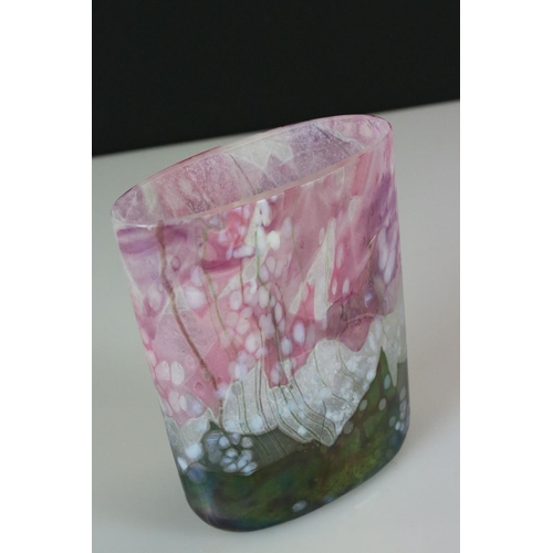 19 - Contemporary Mottled Coloured Glass Vase, probably Michael Harris Isle of Wight, 17cm high