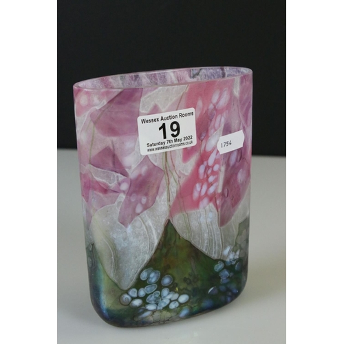 19 - Contemporary Mottled Coloured Glass Vase, probably Michael Harris Isle of Wight, 17cm high