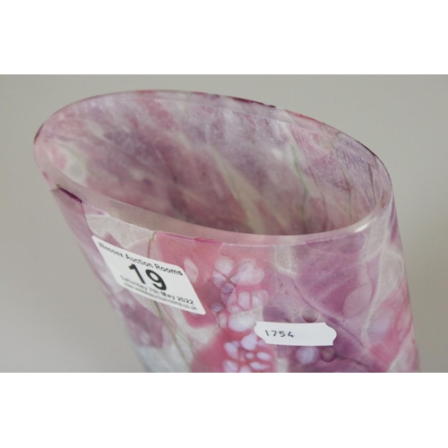 19 - Contemporary Mottled Coloured Glass Vase, probably Michael Harris Isle of Wight, 17cm high