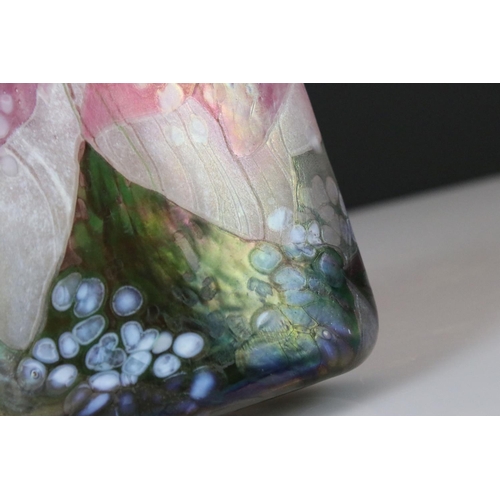 19 - Contemporary Mottled Coloured Glass Vase, probably Michael Harris Isle of Wight, 17cm high