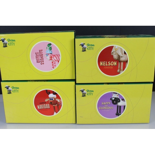 21 - Four Boxed Aardman Animations Ltd Shaun in the City Figurines including Happy and Glorious, Bagpuss ... 