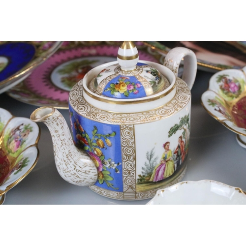 26 - Collection of Continental Cabinet Porcelain ware including German / Austrian Plate decorated with a ... 