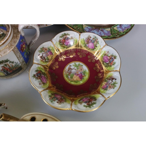 26 - Collection of Continental Cabinet Porcelain ware including German / Austrian Plate decorated with a ... 