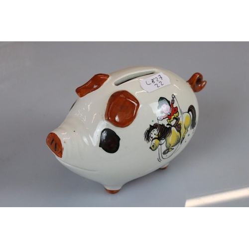 28 - Grayshott Pottery Moneybox, Thelwell Pig Moneybox and Glass Pig Moneybox