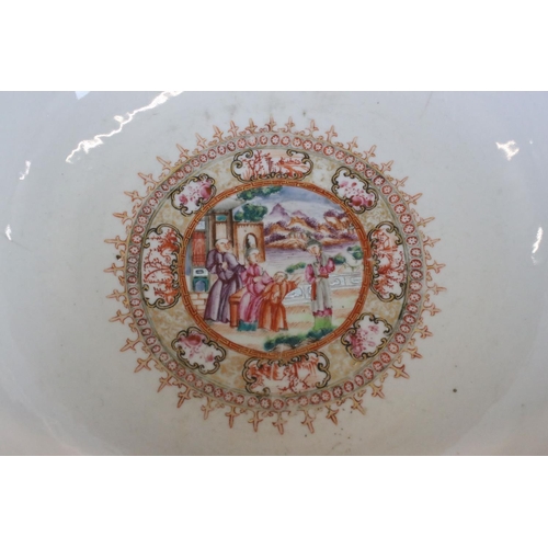 5 - Chinese Export Porcelain Punch Bowl in the Mandarin Palette, Qianlong period, decorated woth panels ... 