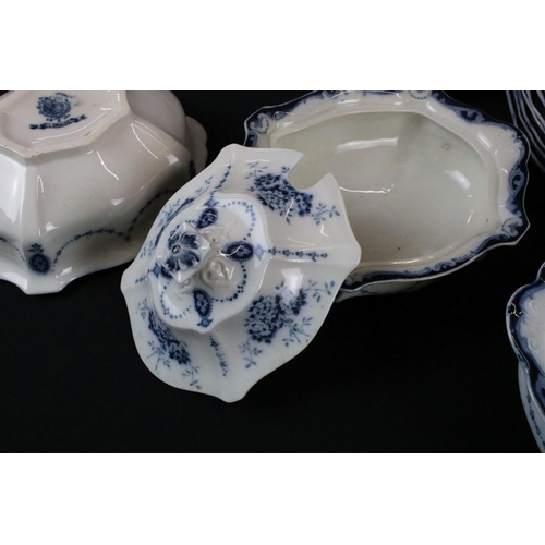 58 - Victorian part Albion Pottery ' Loraine ' Blue and White Dinner Service including Two Lidded Tureens... 