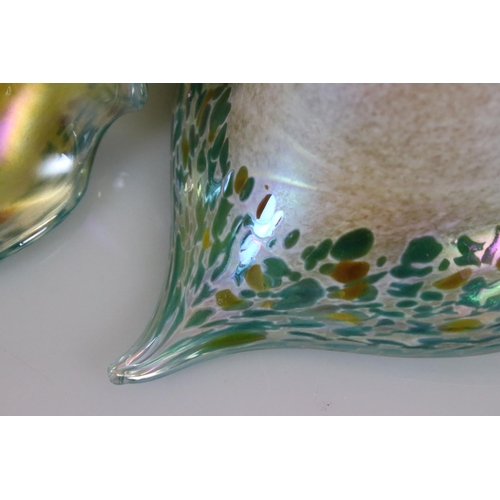 9 - Pair of Iridescent Glass Lampshades of sinuous form, possibly Tiffany, 14cm high