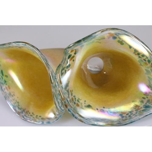9 - Pair of Iridescent Glass Lampshades of sinuous form, possibly Tiffany, 14cm high