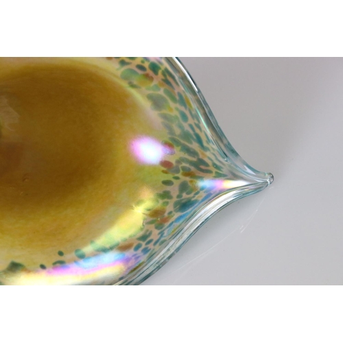 9 - Pair of Iridescent Glass Lampshades of sinuous form, possibly Tiffany, 14cm high