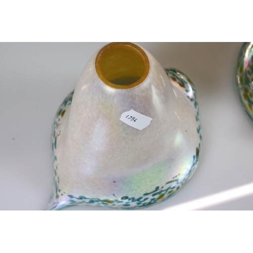 9 - Pair of Iridescent Glass Lampshades of sinuous form, possibly Tiffany, 14cm high