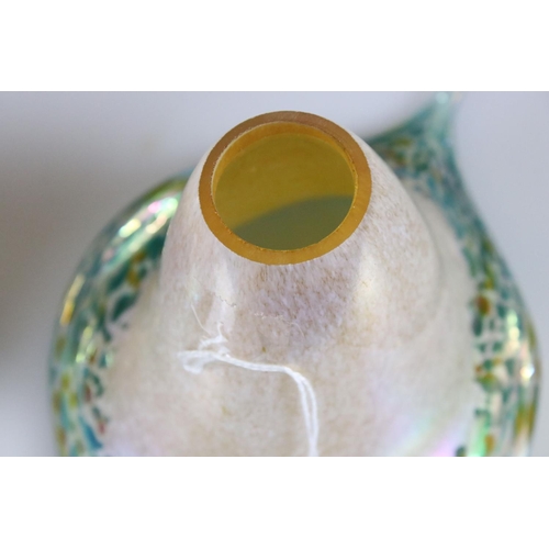 9 - Pair of Iridescent Glass Lampshades of sinuous form, possibly Tiffany, 14cm high