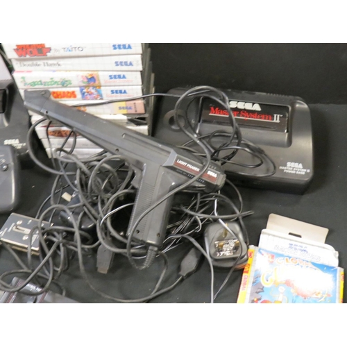 255 - Two Sega Master System II consoles with 2 x original controllers, 1 x original Light Phaser & 11 x c... 