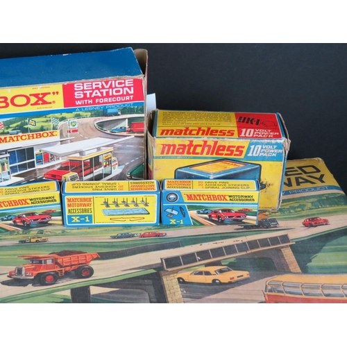 457 - Boxed Matchbox Motorised Motorway M2 set complete with 2 boxed diecast models to include 26 Opel Dip... 