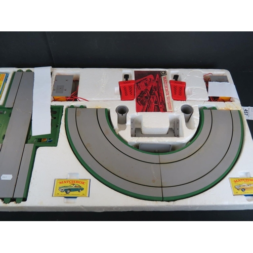 457 - Boxed Matchbox Motorised Motorway M2 set complete with 2 boxed diecast models to include 26 Opel Dip... 