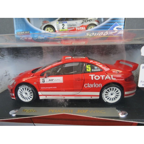 460 - Five boxed 1:18 diecast models to include 2 x Maisto (Peugeot 307 WRC, Mclaren F1) & 3 x Solido (202... 